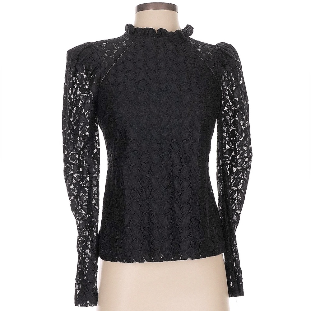 Aqua Black Lace High Collar Bloomingdale’s BNWT